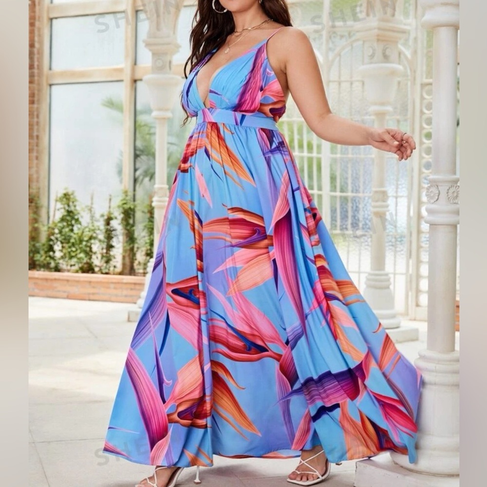 Floral Print Backless Dress